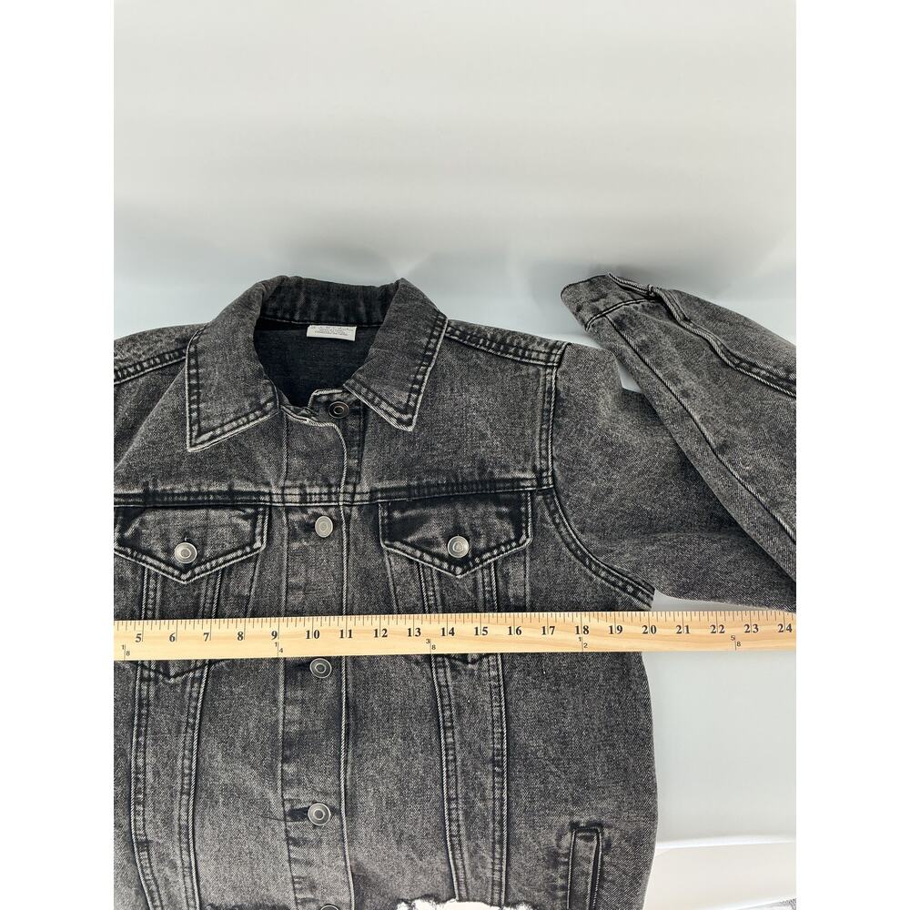 Pink Floyd 1973 US Tour Cropped Black Denim Jacket Women’s Small Raw Hem Band - Picture 5 of 6